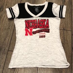 Nebraska Cornhuskers burnout V-neck t-shirt Size S